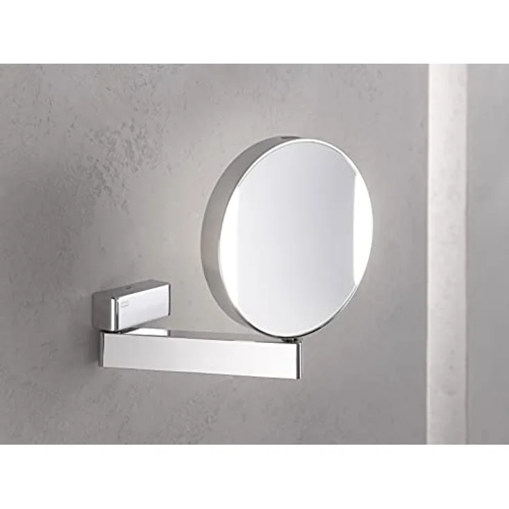 Emco Universal LED Kosmetik- und Rasierspiegel, runder Wandspiegel mit dimmbarer Beleuchtung, Vergrößerung (3-/7-fach), verchromt, Flexarm – Bild 2