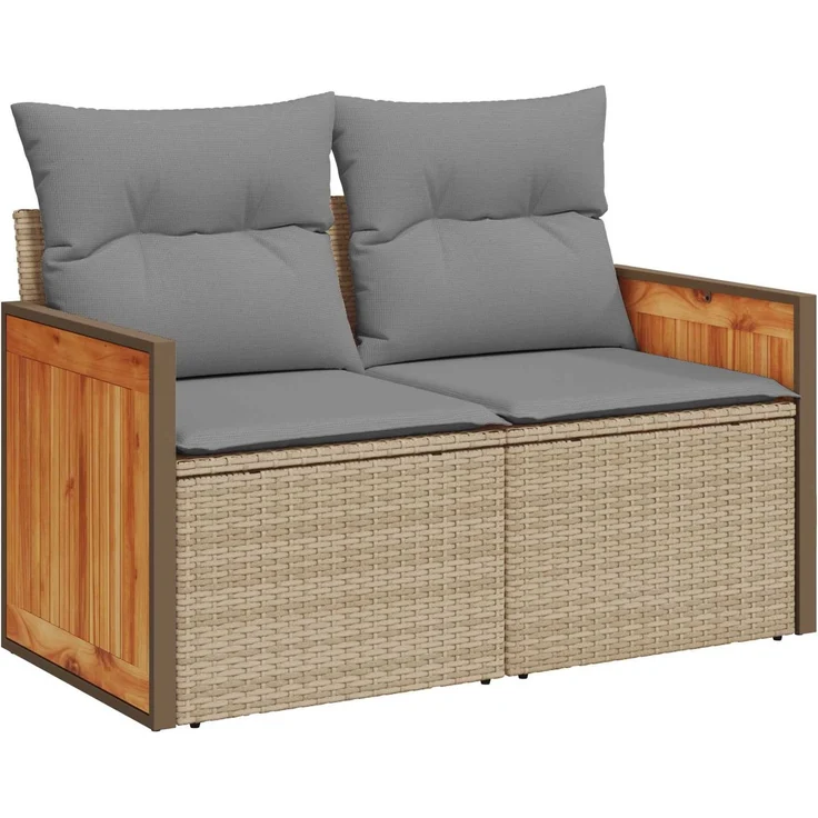 vidaXL Sofa Set 5 stk. Beige und Hellgrau Polyrattan und Stahl 3447969 – Bild 3