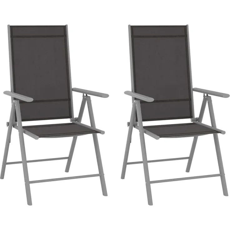 vidaXL Gartenstühle Klappbar 2 Stk. Textilene Schwarz 312181