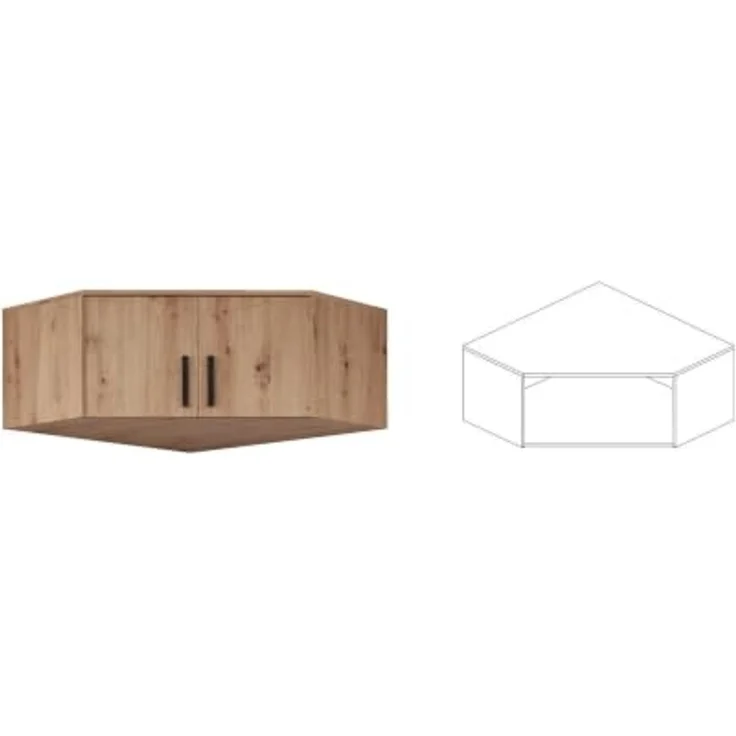 Marmex Möbel Grant Set-35A Schranksystem mit mit Aufsätzen und Kommode für Schlafzimmer, Garderoben-Set, Schlafzimmer-Set, laminierte Spanplatte, artisan Eiche + schwarz, 228/195 x 235 x 40 cm – Bild 5