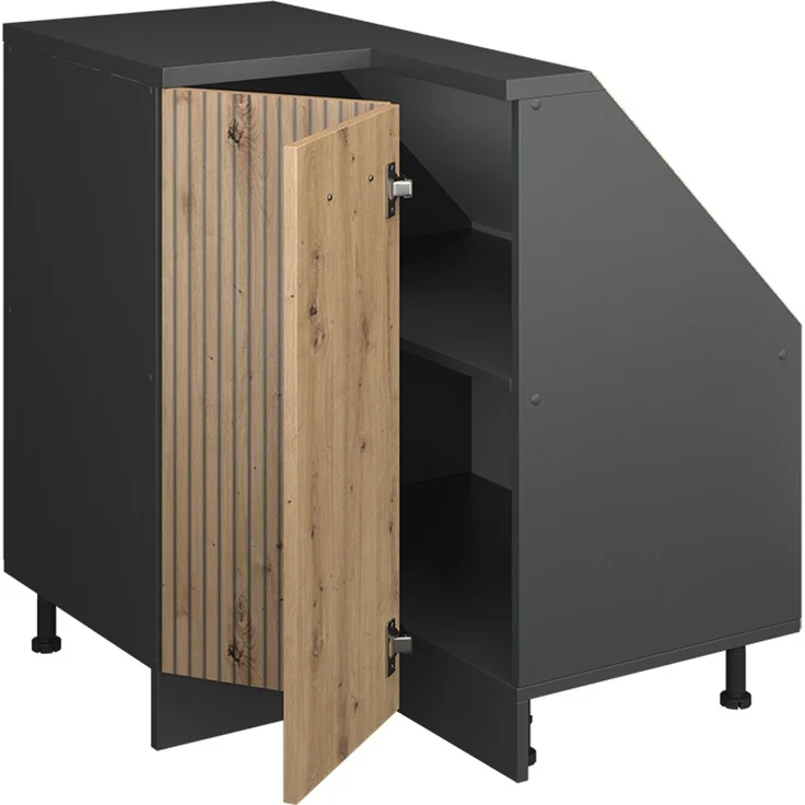 Eck-Küchenschrank für Dachschrägen R-Line Artisan-Eiche 75.6 cm mit 1 Tür Vicco – Bild 4