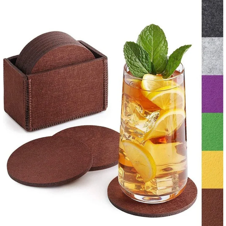 Loco Bird Getränkeuntersetzer 10er Set inkl. Box rund aus Filz, Zubehör für Getränke, Tassen, Bar, Glas, Design Glasuntersetzer, Premium Tischuntersetzer Filzuntersetzer – Bild 1