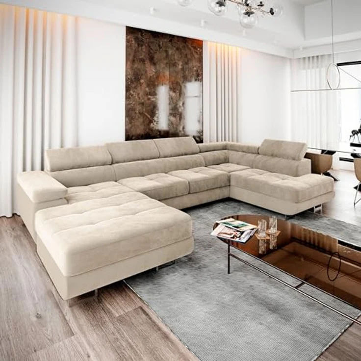 Masseno Ecksofa CASONE U-Form, Schlafsofa mit Bettkasten und Stauraum, MONOLITH 04 – Bild 2
