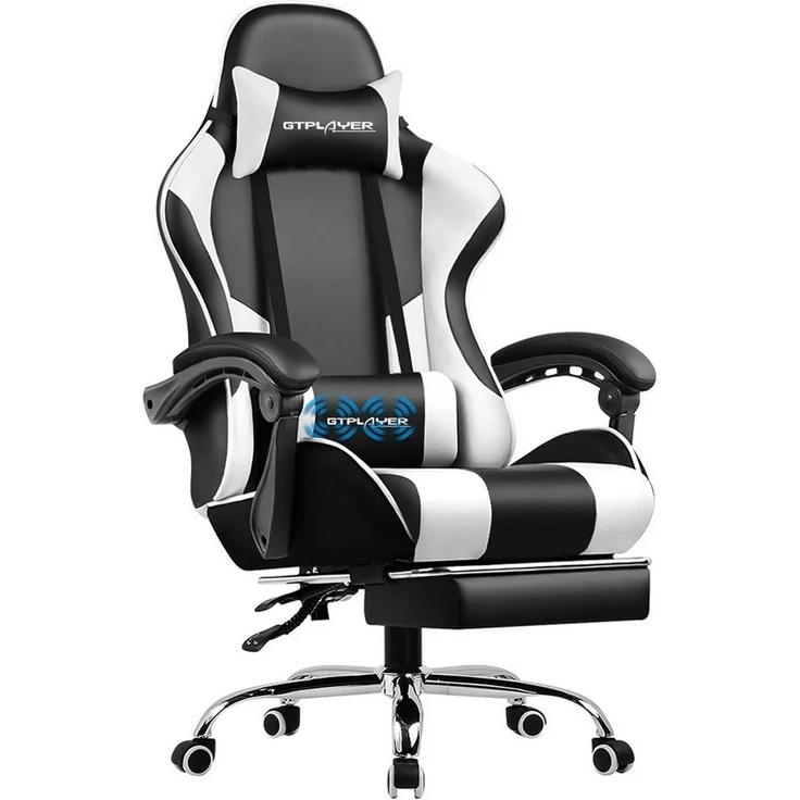 GTPLAYER Gaming-Stuhl Bürostuhl mit Massagefunktion, Fußstütze, Kopfstütze (Packung), Ergonomischer Gamer Stuhl Maximale Belastung 150 kg, 360° drehbar – Bild 1