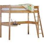 Hochbett RENATE Buche massiv natur lackiert, mit Schreibtisch