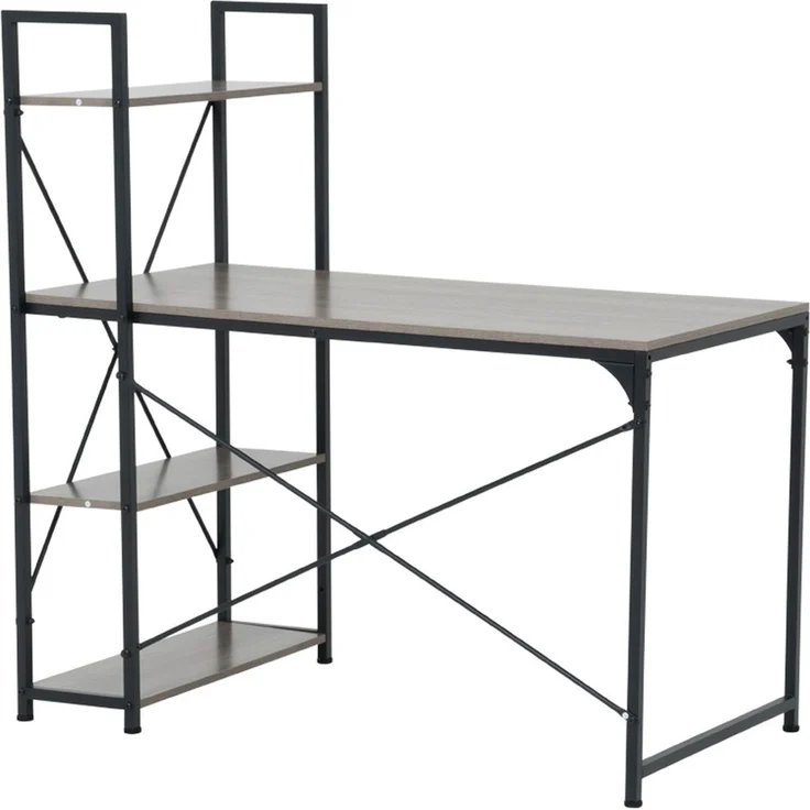 Schreibtisch TUZLA mit Seitenregal 120 x 64 cm – Eiche Grau – Bild 3