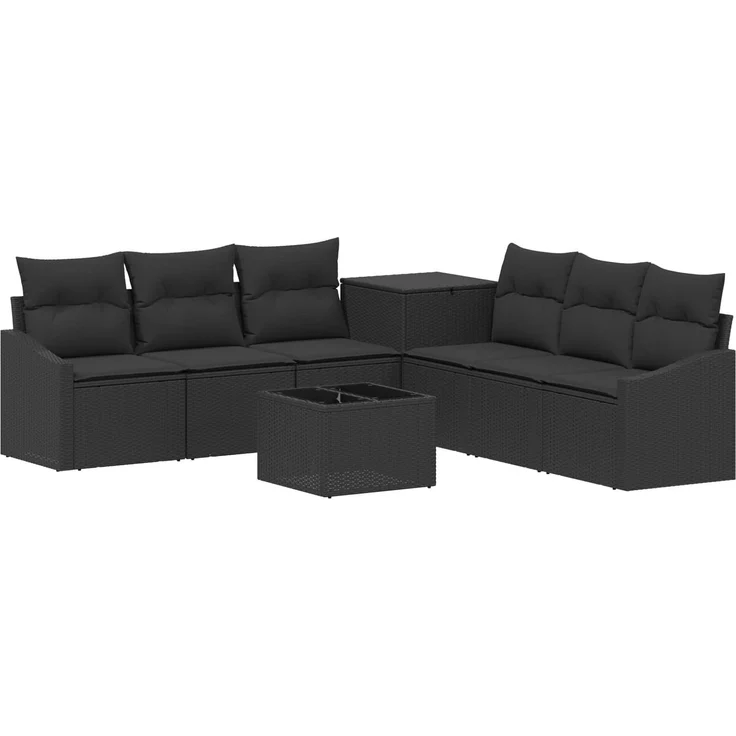vidaXL Sofa Set 8 stk. Schwarz Polyrattan und Stahl 3448206 – Bild 2