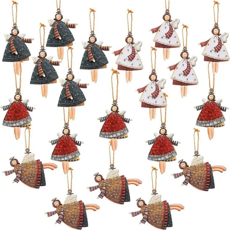 CLTYQ Christbaumschmuck 20 Stück Kleine Engel Anhänger für Weihnachtsbaum Weihnachten Deko, Holz Weihnachtsanhänger Schutzengel Christbaumschmuck Glück
