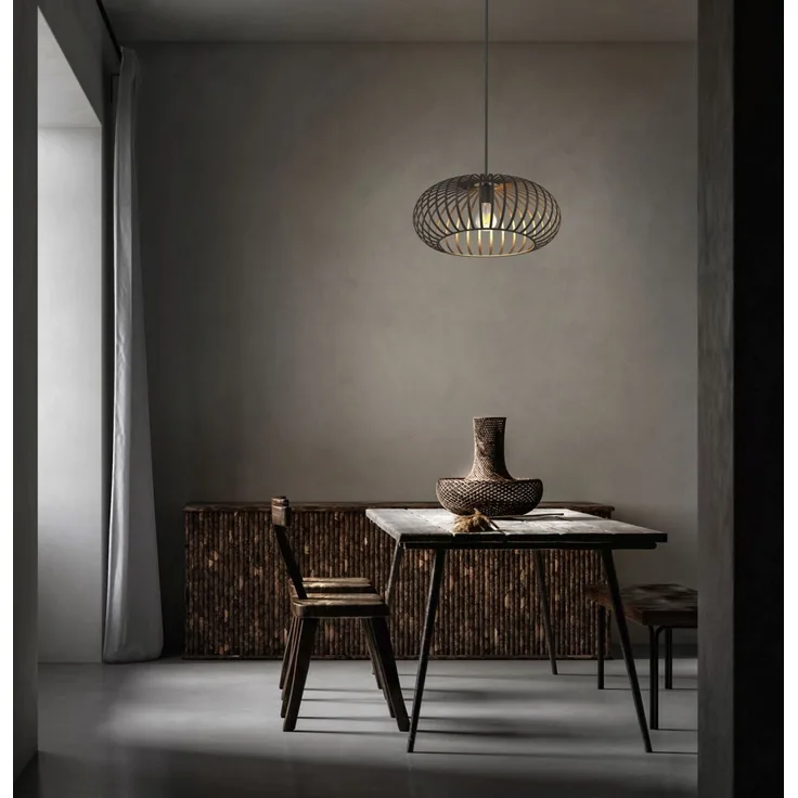 Hängeleuchte, Lamellen Design, braun, 40 cm