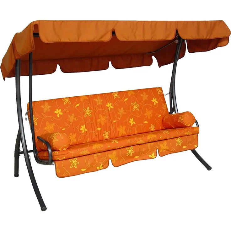 Angerer Freizeitmöbel GmbH Hollywoodschaukel Trend - Gartenschaukel Made in Germany - Schaukel zum Sitzen, Liegen und Entspannen - inklusive Bett-Funktion - einfache Montage (Terra-Creme geblümt)