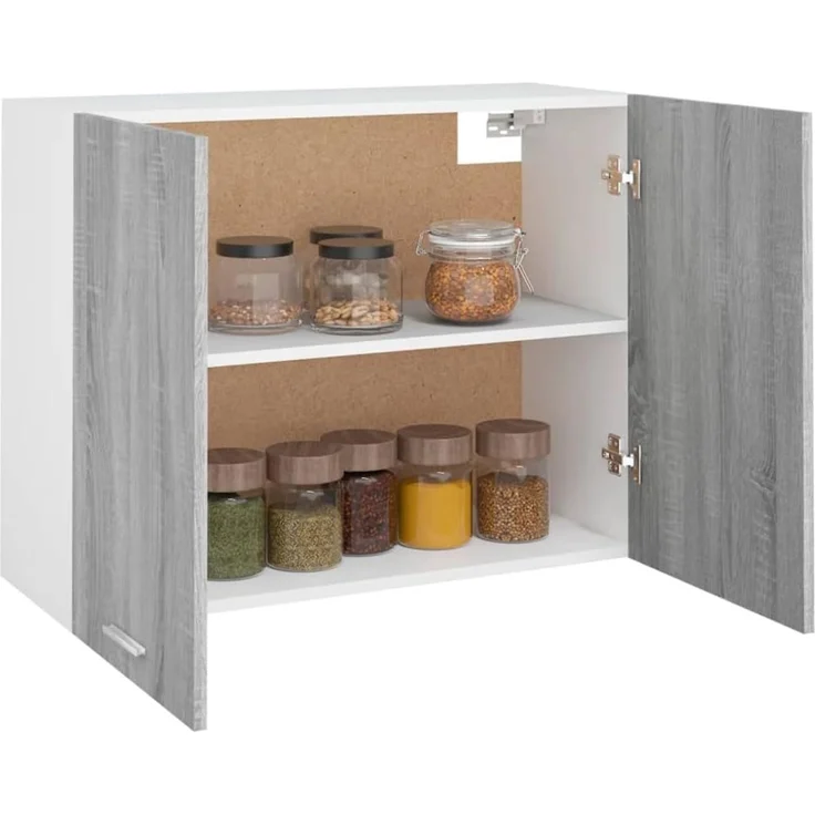 vidaXL Hängeschrank, Wandschrank für Küche, Küchenschrank mit viel Stauraum, Schwebeschrank Schrank Küchenmöbel, Grau Sonoma Holzwerkstoff – Bild 5