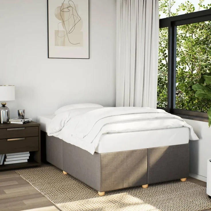 vidaXL Bettgestell ohne Matratze Taupe 120x200 cm Stoff 3284726 – Bild 1