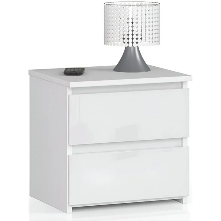 Home Collective Kommode 40 cm breit Holz Highboard Sideboard für Flur Schlafzimmer Wohnzimmer (Mehrzweckschrank Schrank schmal Kommode Schlafzimmer mit Schubladen), mit zwei Schublade 40 cm hoch viel Stauraum, weiß Hochglanz – Bild 4