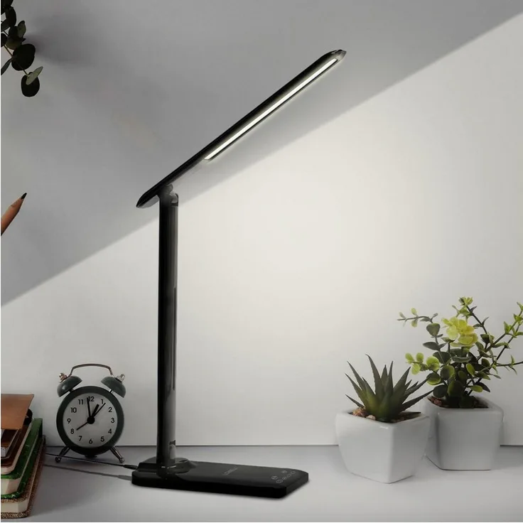 LQWELL Schreibtischlampe Schreibtischlampe LED, LED wechselbar, 3 Farbtemperaturmodi und 9 Helligkeitsstufen, Flimmerfreie Augenschutz, Touch-Steuerung, Speicherfunktion