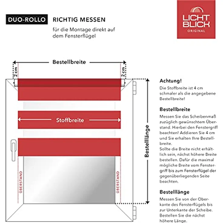 Lichtblick Doppelrollo Kopenhagen 45x150 cm (BxL) Grün modernes Duo Rollo; Klemm- und schraubbar; Lichtdurchlässig und blickdicht – Bild 8