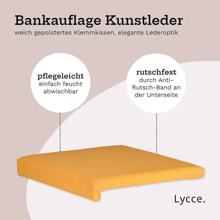 Lycce Bankauflage Klemmkissen, Sitzkissen 1 Leiste, 35cm Klemmtiefe, weich gepolstert, (1 St), verrutscht nicht, hochwertiger Kunstlederbezug, verschiedene Farben – Bild 2