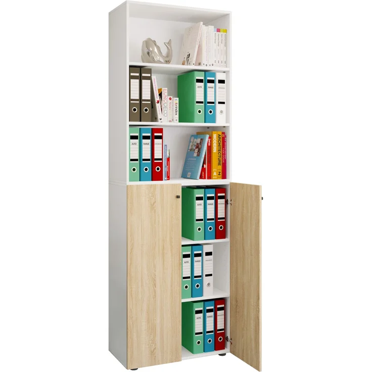 VCM Büroschrank Ulas 919152 Weiß / Sonoma-Eiche H. 220 x B. 70 x T. 40cm – Bild 1