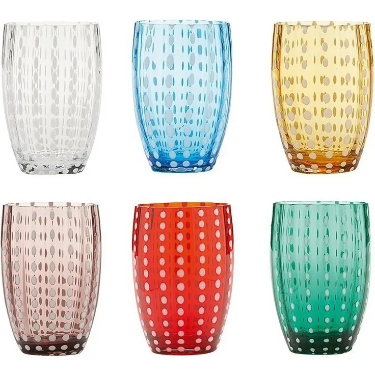 Zafferano Gläser-Set Perle Handgemachtes Gläser Set 6 Stück - Farblich Sortiert, 6-teiliges Set