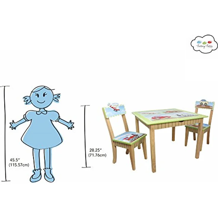 Fantasy Fields Children's Wooden Transportation Tisch & 2 Stühle-Set W-9946 – Bild 9