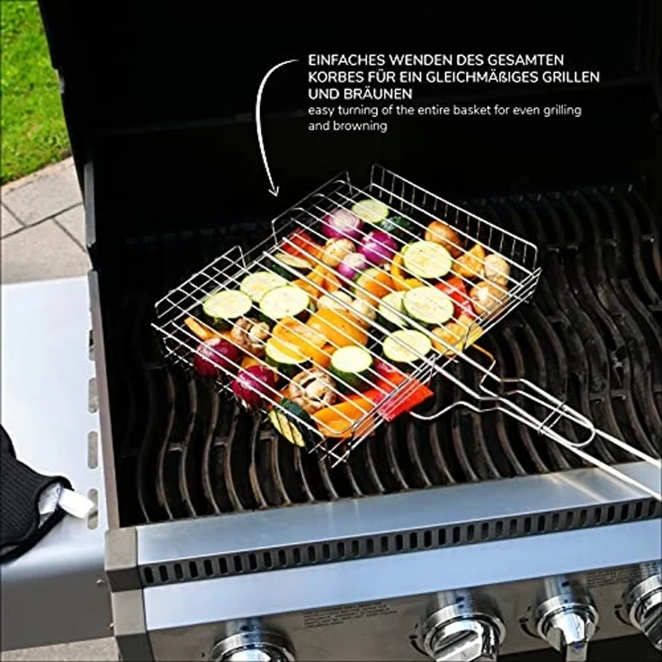bremermann Grillguthalter Grillkorb, verstellbar für Gemüse, Garnelen, Fleisch // Edelstahl – Bild 6