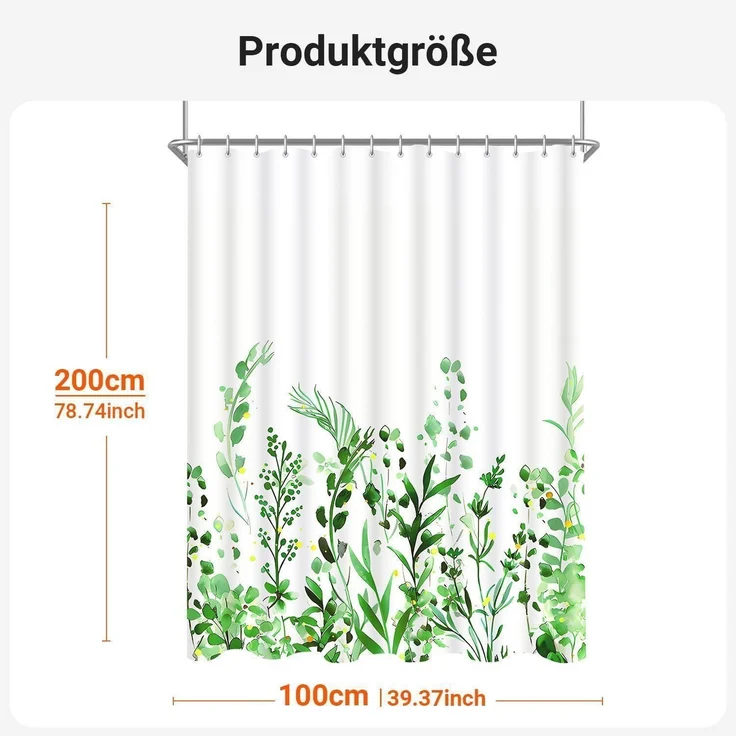 Duschvorhang Blumen 100x200cm Antischimmel Textil Wasserabweisend Badevorhang – Bild 6