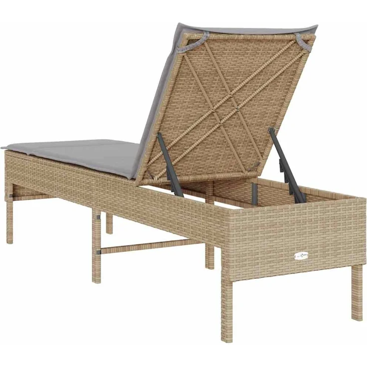 vidaXL Sonnenliege mit Auflage Beige 55x200x44 cm Poly Rattan 4104103 – Bild 6
