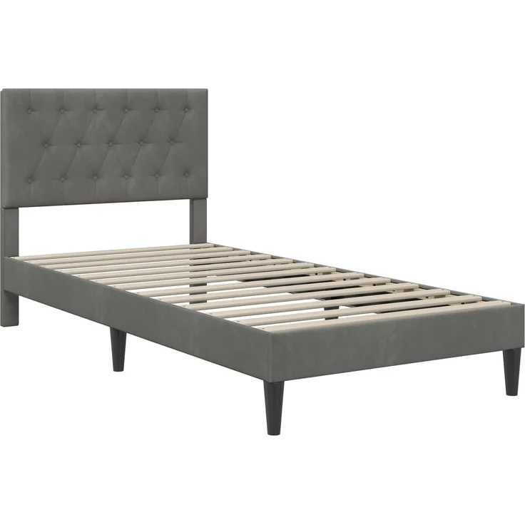 vidaXL Bettrahmen mit Kopfteil Dunkelgrau 80 x 200 cm Samt 42027626 – Bild 3