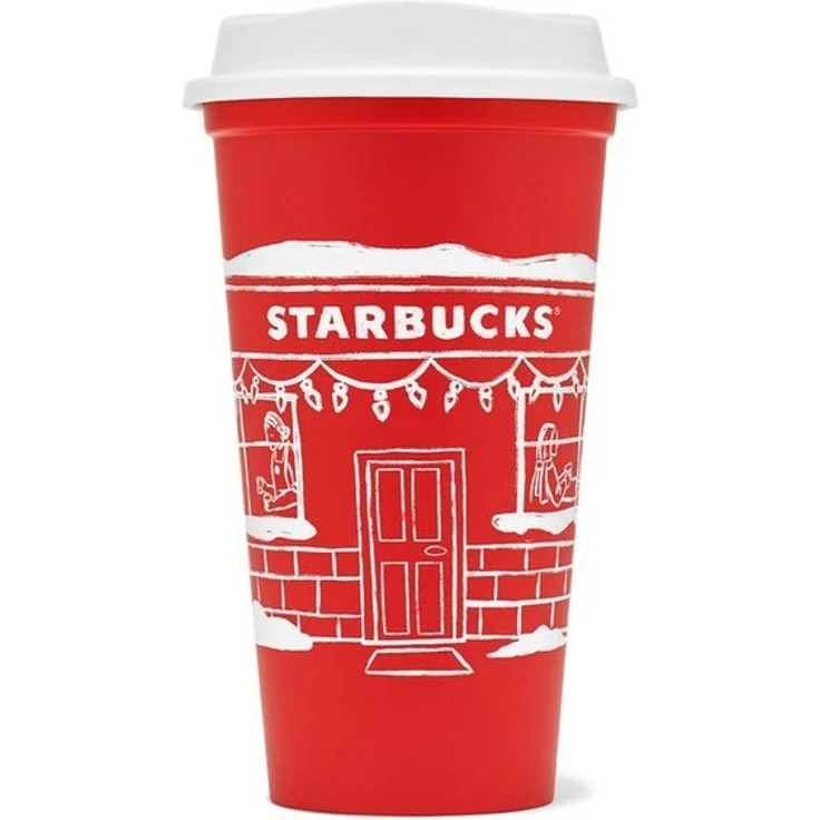 Starbucks Frühstücks-Geschirrset Starbucks Wiederverwendbarer Rossa delle Feste Becher – Weihnachten – Bild 3