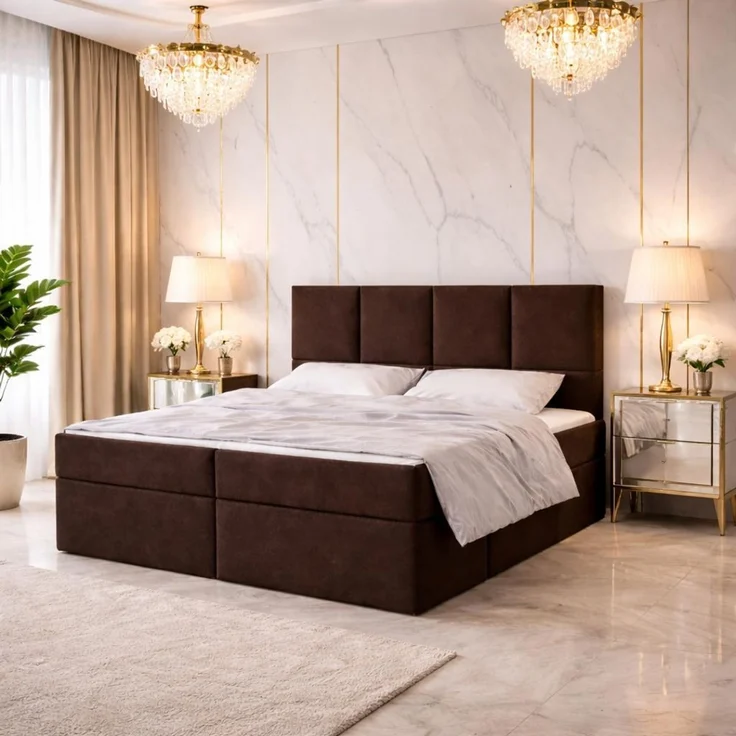 KRISAN MÖBEL Kontinentalbett DREAM2 Braun mit 2 Bettkasten und ergonomischem Topper, Bonell-Federkern Matratze, 180 x 200 cm Bronze – Bild 2
