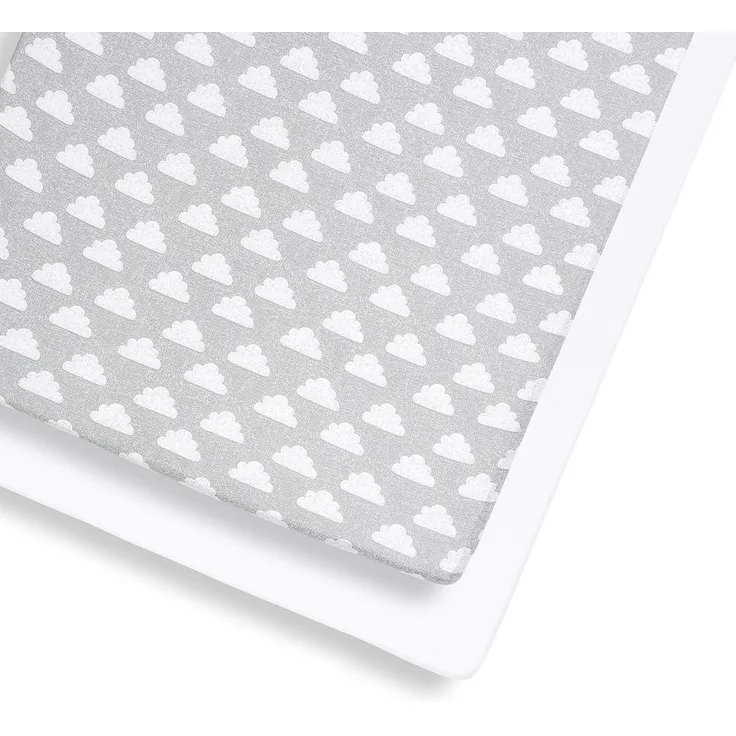 Snüz Spannbettlaken Baby Cloud Nine (2-er Set) für Matratzengröße bis 140x70 cm, aus Atmungsaktiver Weicher Jersey-Baumwolle, für die Meisten Kinderbetten Geeignet