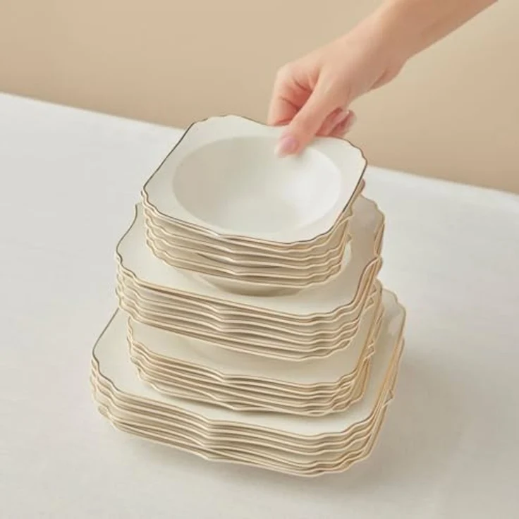 Karaca Geschirr-Set Karaca Stream Bone Vintage Tafelservice 24-tlg 6 Personen – Bild 4