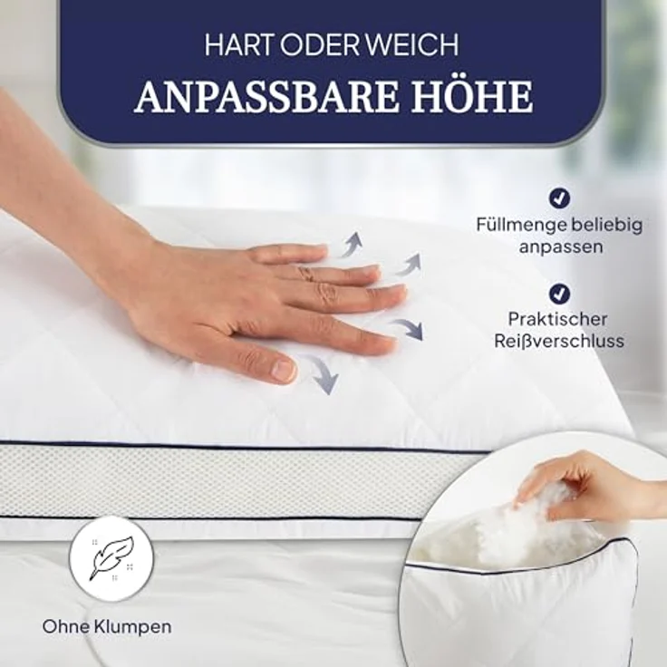 Gentle North Microfaserkissen Kopfkissen in Hotelqualität flauschige, gut gefüllte Schlafkissen, Füllung: Polyester, Rückenschläfer, Seitenschläfer, Bauchschläfer, Seitschläfer – Bild 6