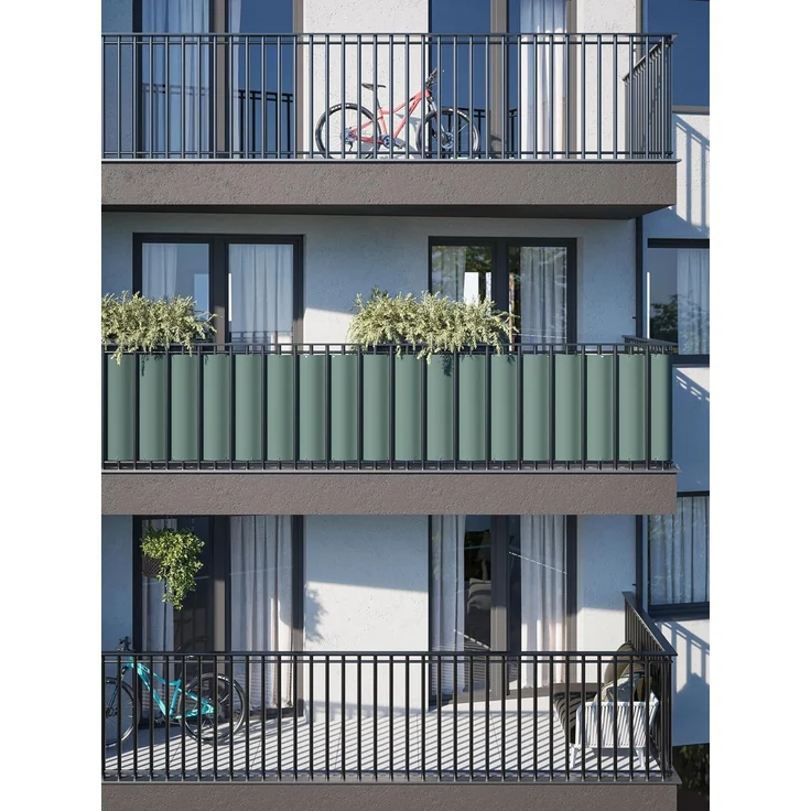 COVER IT Balkon Sichtschutz Ohne Bohren Balkonsichtschutz Custom Länge Grun mit Ösen 70xCustom Sichtschutz Balkon Ohne Bohren - Sichtschutz für Balkon Terrasse - Sichtschutz Balkongeländer – Bild 6