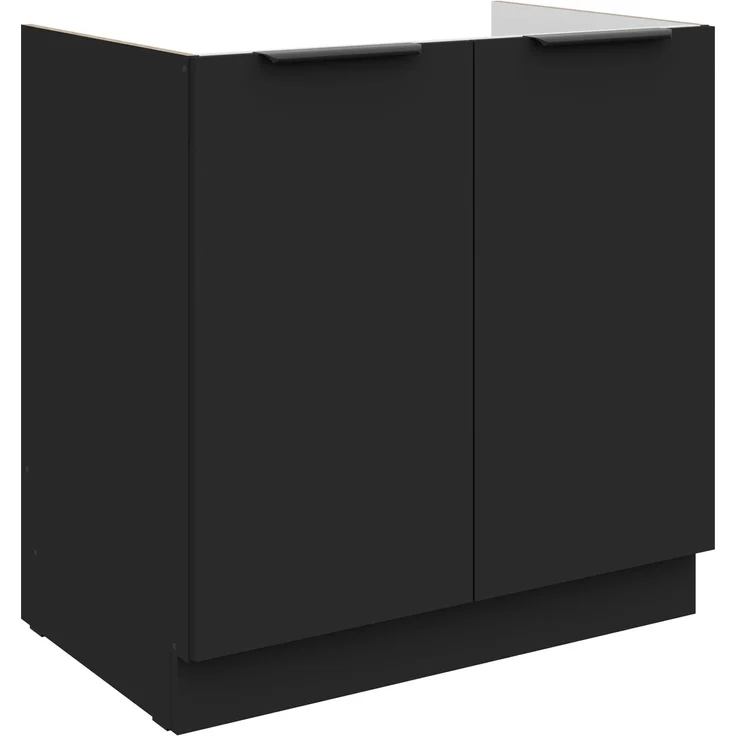 Küchen Spülenunterschrank 80 cm SIENA Schwarz Küche Küchenzeile Küchenblock – Bild 1