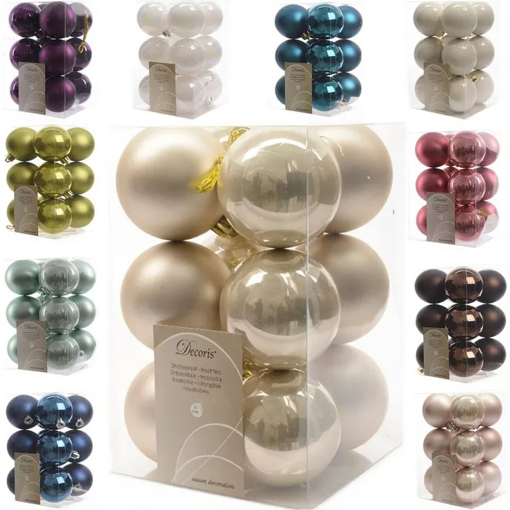 LS-LebenStil Weihnachtsbaumkugel 12 Design Weihnachtskugeln 6cm Perle Set Kunststoff Weihnachtsbaum (12 St), Bruchsicher Christbaumschmuck Weihnachtsbaumschmuck Deko Kugeln