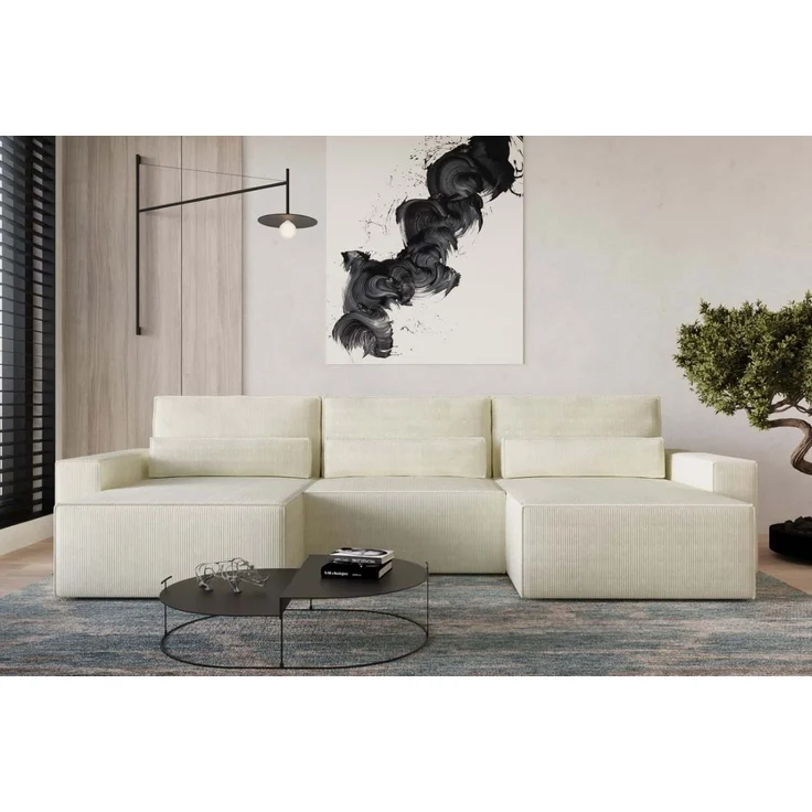 Wohnlandschaft Brazil Mini U-Form |Schlaffunktion |Bettkasten|Cord – Bild 1