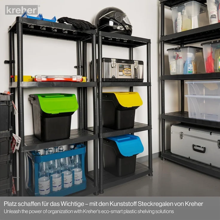 Set: 2 x KREHER Haushaltsregal 12" mit vier geschlossenen Böden in Schwarz – Bild 7