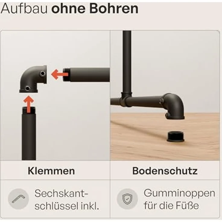 pamo. design Kleiderständer LAS, (Kleiderstange ohne Bohren), Offene und freistehende Kleiderstange – Bild 6