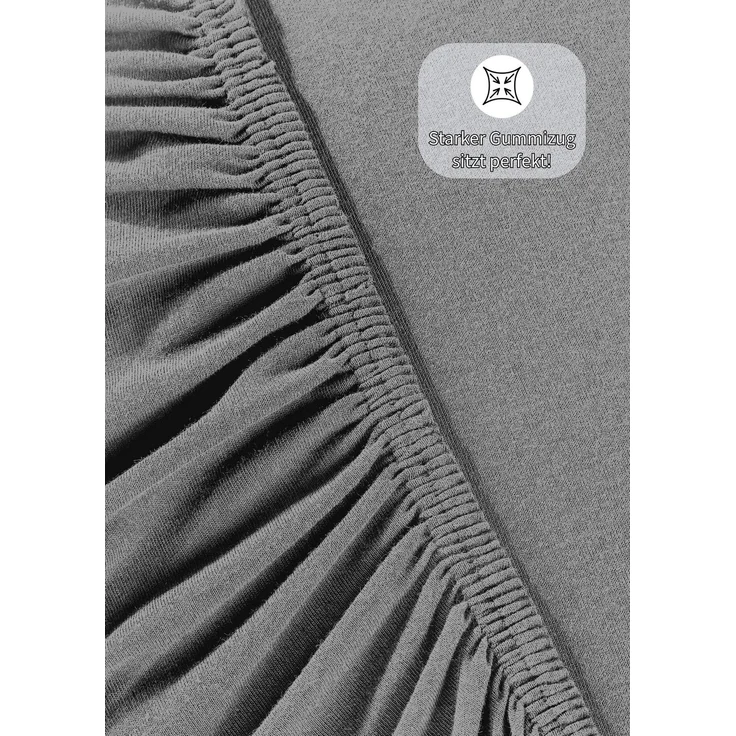 KK Jersey Spannbettlaken, Baumwolle, Grau, 140x200+30 cm – Bild 6