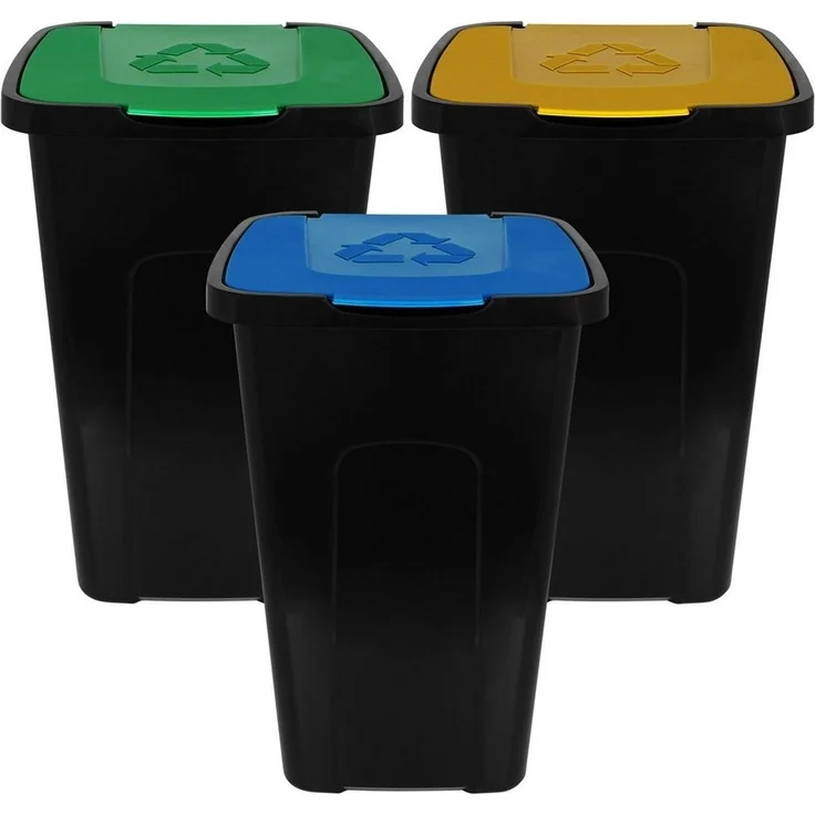 Centi Mülleimer Abfalltonne Recycling 50L - 3er Set, Abfallsammler Mülltonne Mülltrenner Mülltrennsystem Trennsystem – Bild 5