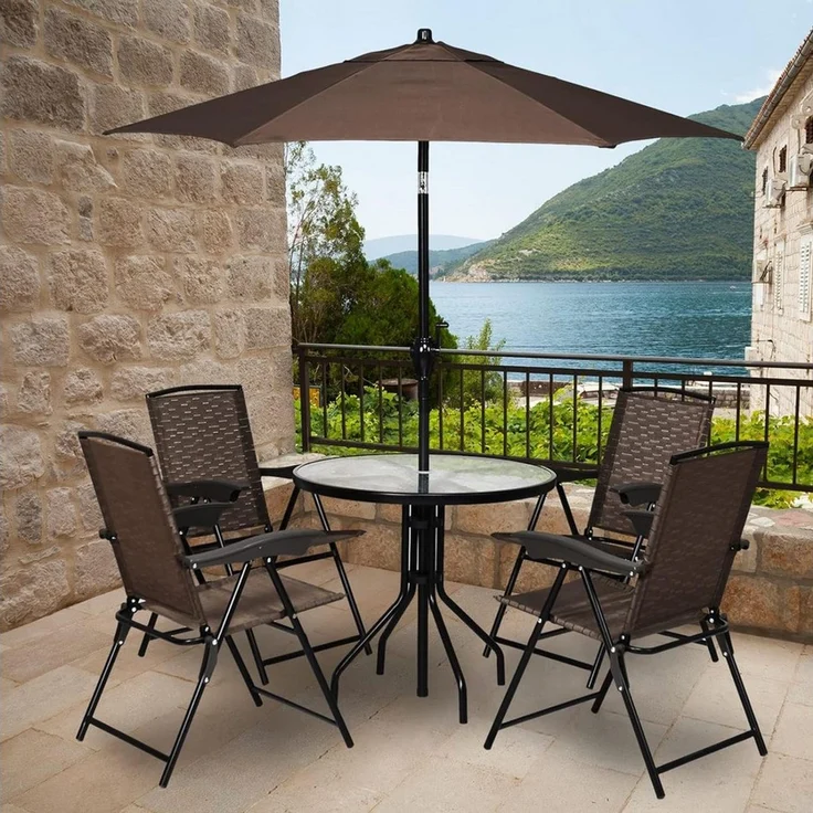 KOMFOTTEU Klappstuhl Terrassenstühle (4er Set), mit verstellbarer Rückenlehne – Bild 2
