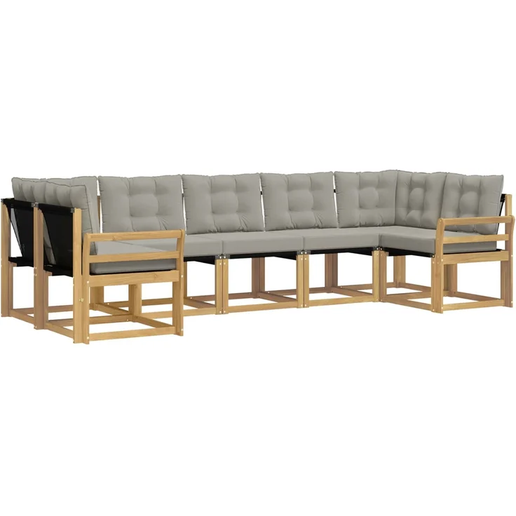 vidaXL Outdoor-Sofagarnitur 7 stk. 7-Sitzer Weiß und Hellgrau 3389837 – Bild 2