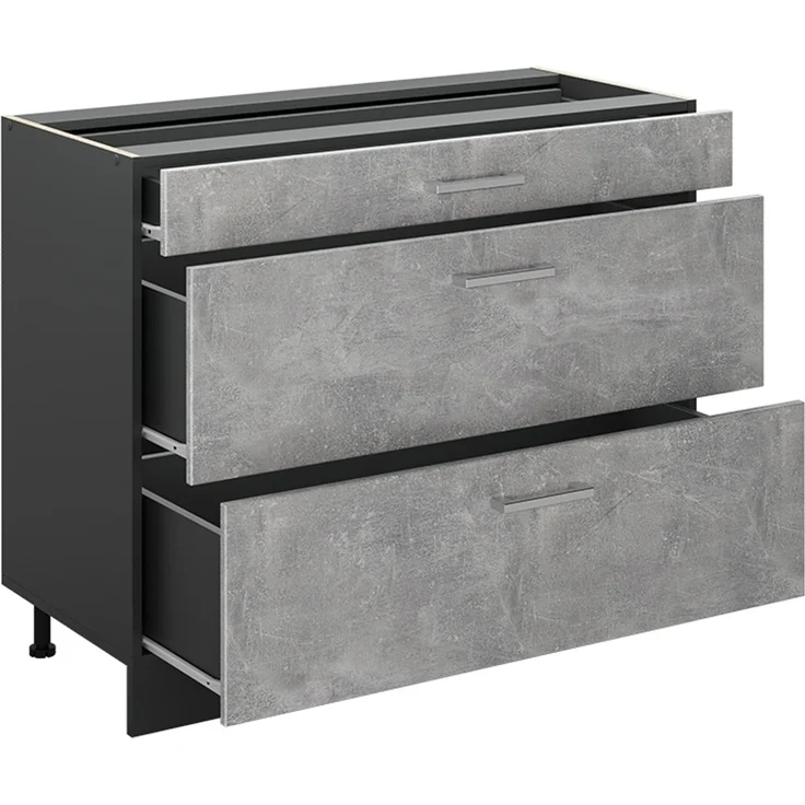 Küchenunterschrank R-Line Beton/Anthrazit 100 cm Arbeitsplatte Anthrazit Vicco – Bild 3