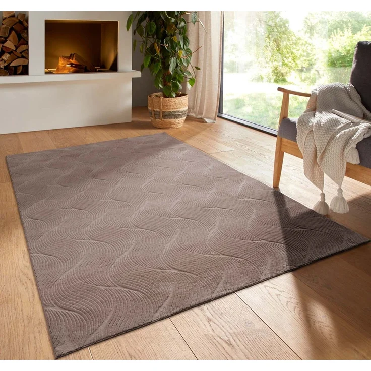 TaraCarpet Teppich TaraCarpet Homestyle 392 Shell, rechteckig, Höhe: 10 mm, Felloptik hoch-tief weich waschbar Düne taupe 50x80 – Bild 5