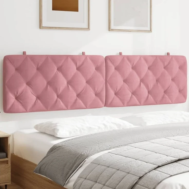 vidaXL Bett Kopfteil-Kissen Rosa 200 cm Samt (1-tlg) – Bild 2