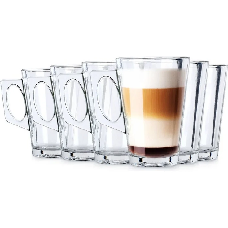Vilde Latte-Macchiato-Glas mit Henkel aus dickem Glas transparent, 6-tlg, Glas, spülmaschinengeeignet, robust, langlebig – Bild 1