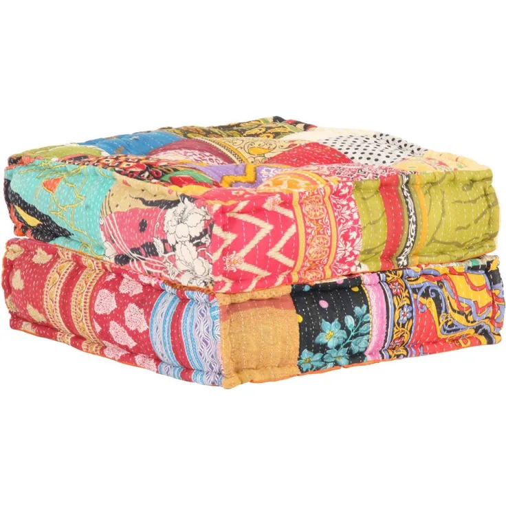vidaXL Pouffe 70 x 70 x 34 cm Patchwork Stoff 287707