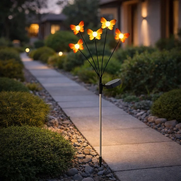 2x LED Solarleuchte, Stecklampe, Schmetterling, H 68 cm – Bild 3