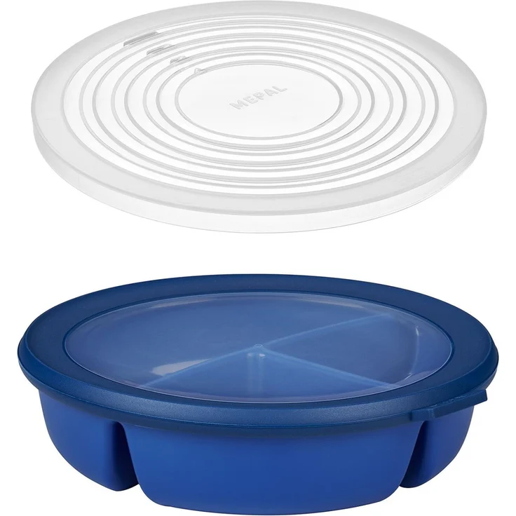 Mepal | Bento-Schüssel Starter-Set | inkl. Mikrowellendeckel | Multischale mit 3 Fächern | rund Cirqula | Frischhaltedose luftdicht | Meal-Prep-Boxen & Vorratsdosen | Vivid Blue – Bild 1