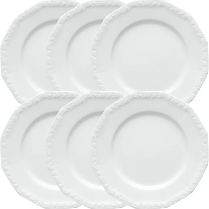 Rosenthal Teller-Set Maria Weiss Frühstücksteller 19 cm Set6, Porzellan
